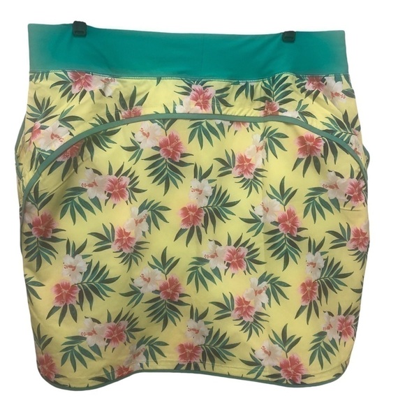 New Hawaiian Floral Pickle Ball Golf Skort Pockets Plus LANDS' END Women’s 16 W - Picture 2 of 11